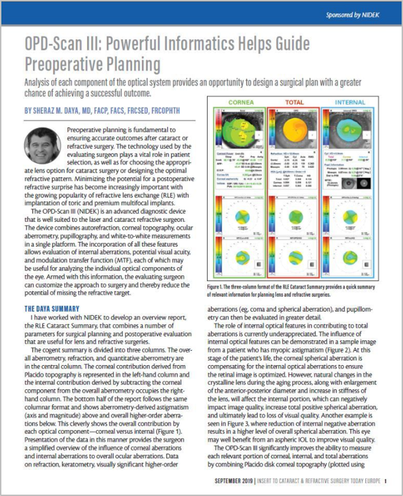 Potencia Refractiva / Analizador Corneal OPD-Scan III